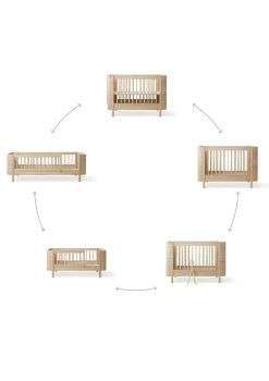 Babybett 'Wood Mini+' Eiche 122-162 x 68 cm