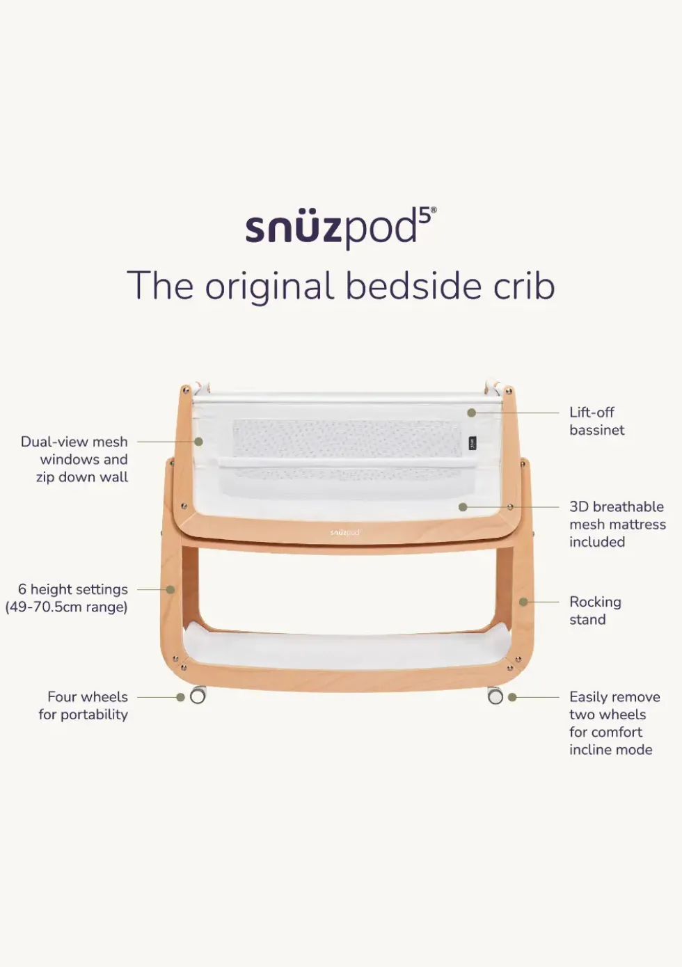 Beistellbett 'SnüzPod 5' Weiß