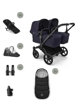 Donkey 6 Twin' Bundle – Unverzichtbares Kinderwagen-Set Deep Indigo