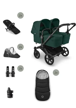 Donkey 6 Twin' Bundle – Unverzichtbares Kinderwagen-Set Fern Green