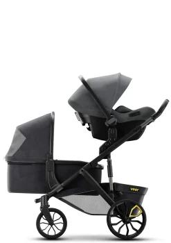 Duo Erweiterungsadapter / Doppel-Kinderwagen-Umbausatz dunkelgrau / schwarz