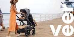Duo Erweiterungsadapter / Doppel-Kinderwagen-Umbausatz dunkelgrau / schwarz