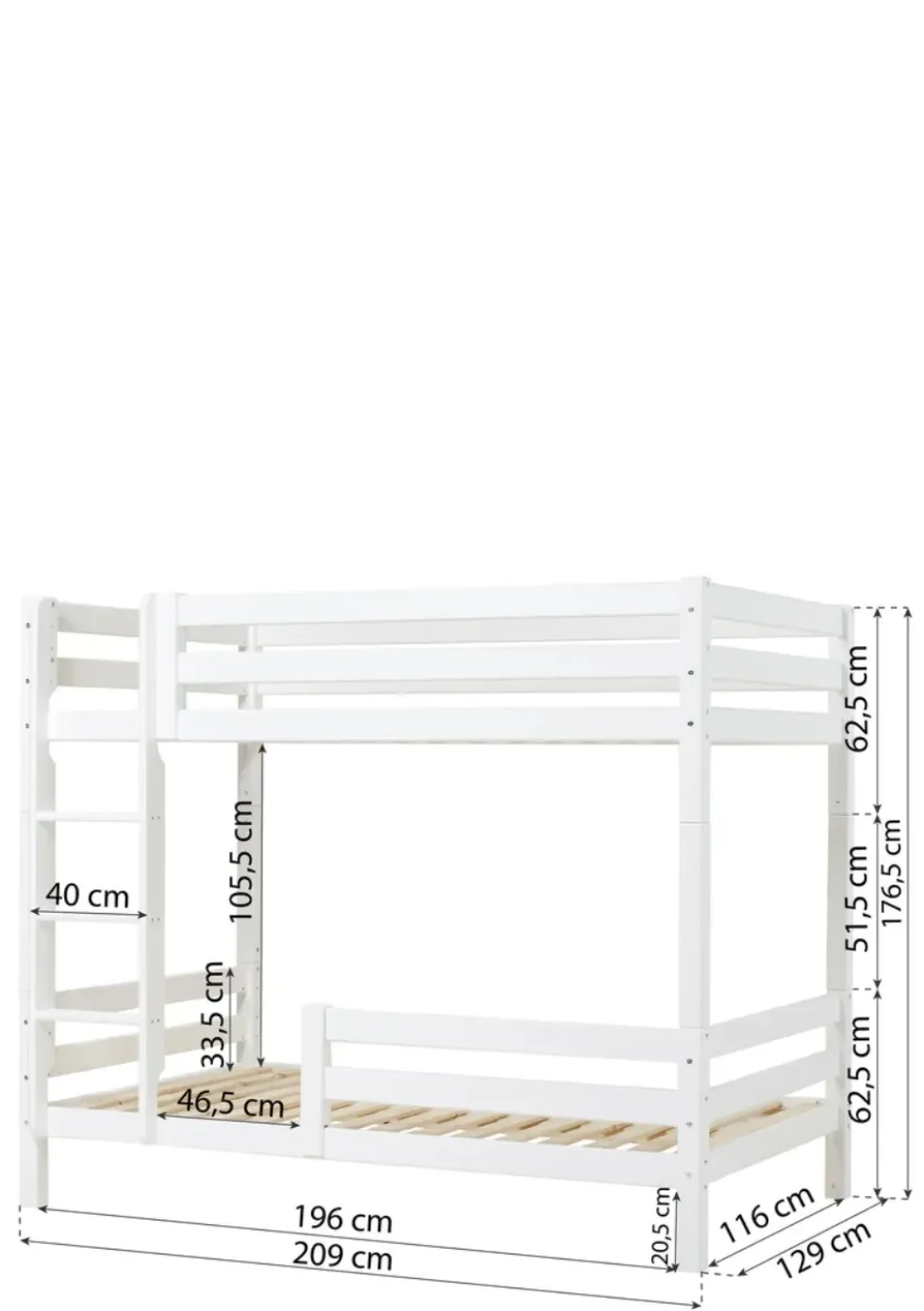 ECO Luxury' Hohes Etagenbett weiß 200 x 120 cm