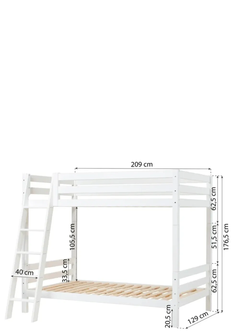 ECO Luxury' Hohes Etagenbett weiß 200 x 120 cm