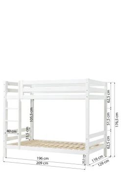 ECO Luxury' Hohes Etagenbett weiß 200 x 120 cm