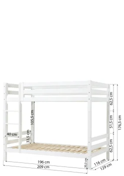 ECO Luxury' Hohes Etagenbett weiß 200 x 120 cm