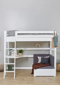 ECO Luxury' MEGA-Bett mit Schreibtisch & Lounge-Modul weiß 200 x 90 cm