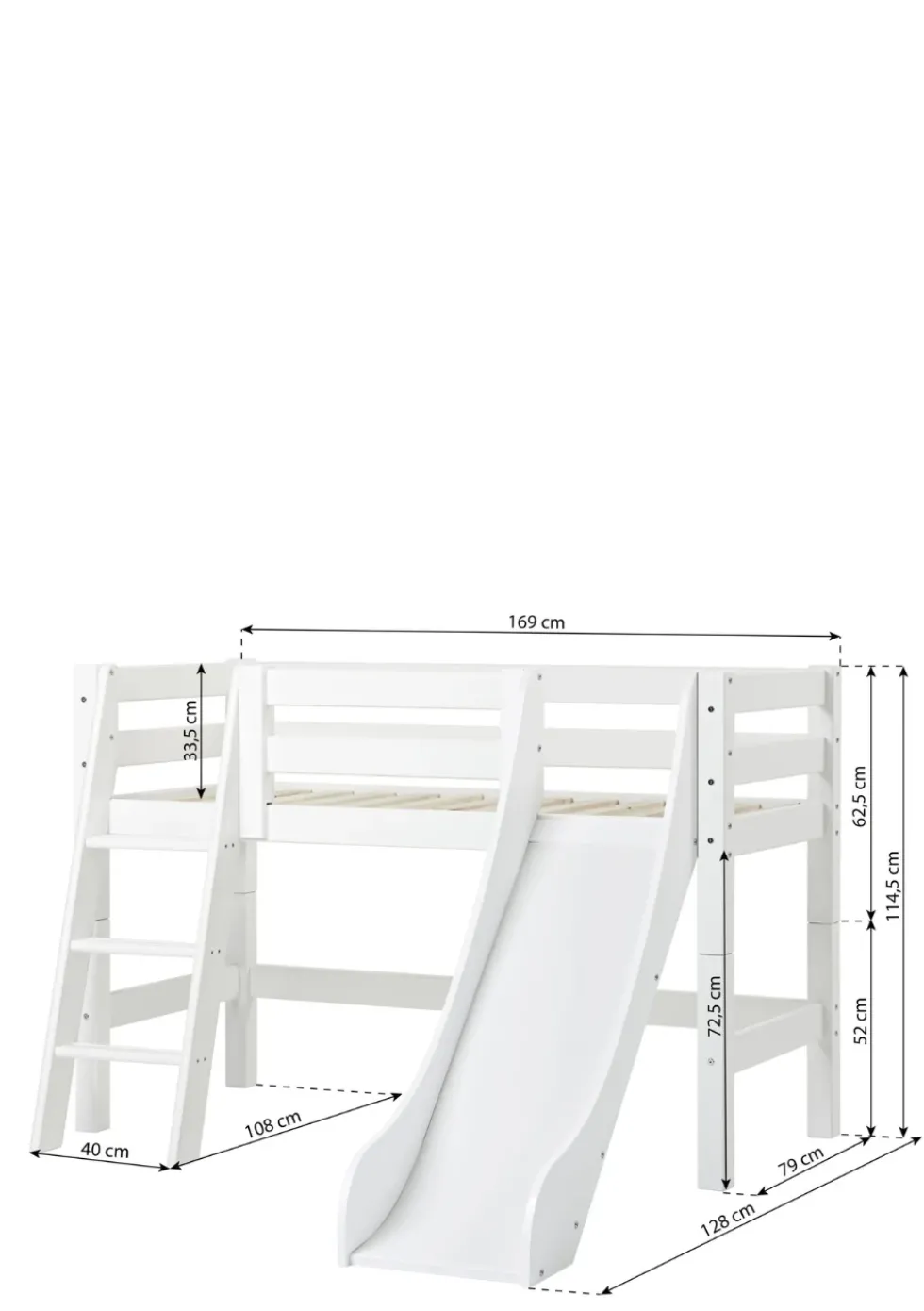 ECO Luxury' Spielbett mit Rutsche weiß 160 x 70 cm