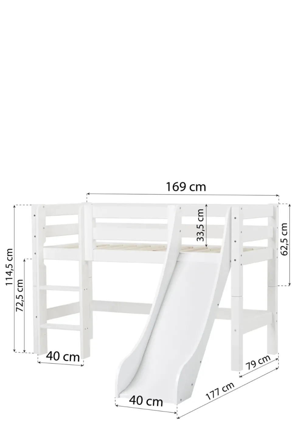 ECO Luxury' Spielbett mit Rutsche weiß 160 x 70 cm