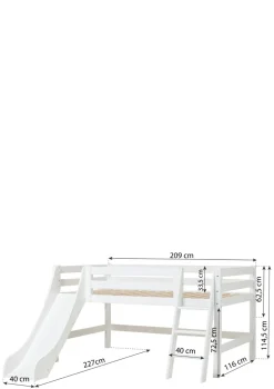 ECO Luxury' Spielbett mit Rutsche weiß 200 x 120 cm