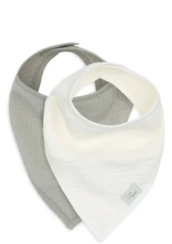 2er-Set Musselin Bandana Lätzchen Olive Green / Oatmeal