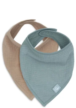 2er-Set Musselin Bandana Lätzchen Sea Green / Biscuit