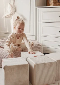 4er-Set Spiel-Elemente 'Cubes' Cord Creme Beige