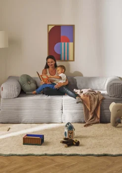 Family Sofa Cord Koala Grau
