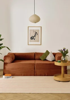 Family Sofa Cord Rost Orange