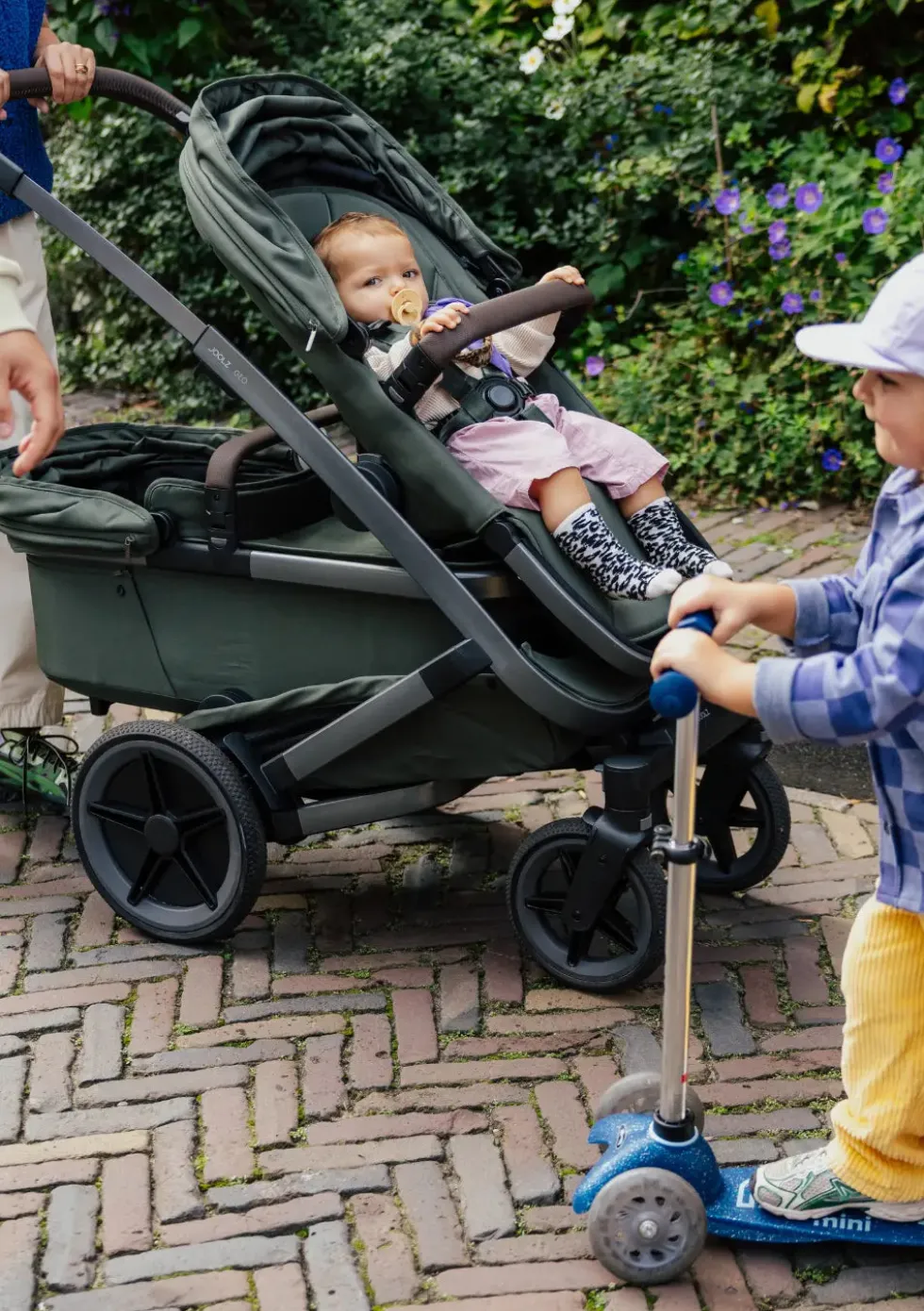 Geschwister-Kinderwagen-Set 'Geo5 Double' Sage Green