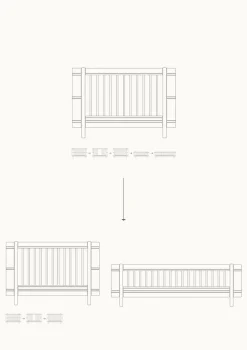 Geschwisterset für 'Wood Mini+' Babybett inkl. Junior-Erweiterung zu zwei Betten Weiß