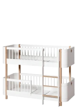 halbhohes Etagenbett 'Wood Mini+' weiß / Eiche 162 x 68 cm