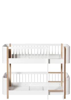 halbhohes Etagenbett 'Wood Mini+' weiß / Eiche 162 x 68 cm