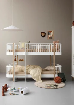 halbhohes Etagenbett 'Wood Original' Weiss / Eiche 200 x 90 cm