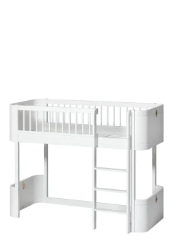 halbhohes Hochbett 'Wood Mini+' weiß 162 x 68 cm