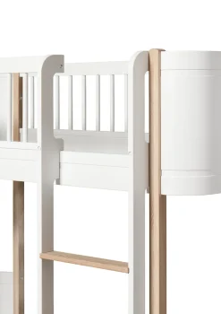 halbhohes Hochbett 'Wood Mini+' weiß / Eiche 162 x 68 cm
