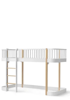 halbhohes Hochbett 'Wood Original' weiß / Eiche 200 x 90 cm