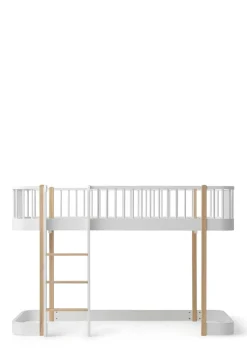 halbhohes Hochbett 'Wood Original' weiß / Eiche 200 x 90 cm