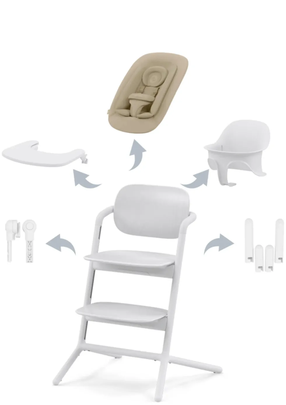 Hochstuhl 'Lemo' 4-in-1 Set All White / White