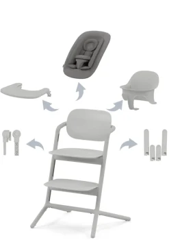 Hochstuhl 'Lemo' 4-in-1 Set Suede Grey / Mid Grey