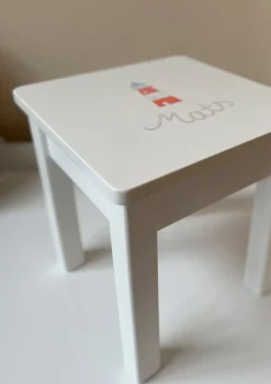 Kinderhocker weiß handbemalt
