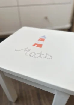 Kinderhocker weiß handbemalt