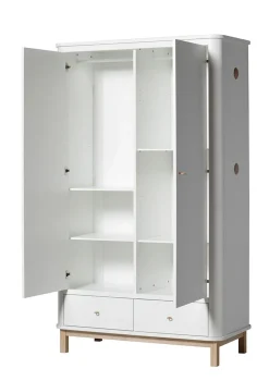 Kleiderschrank 'Wood' 2-türig weiss / Eiche