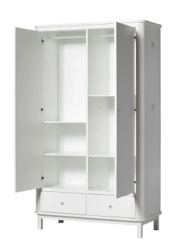 Kleiderschrank 'Wood' 2-türig weiss