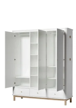 Kleiderschrank 'Wood' 3-türig weiss / Eiche