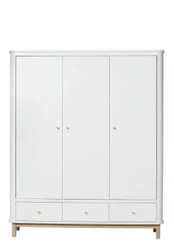 Kleiderschrank 'Wood' 3-türig weiss / Eiche