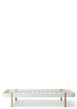 Lounger Bett 'Wood' Weiß/Eiche 200 x 120 cm