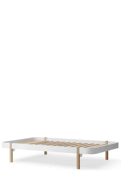 Lounger Bett 'Wood' Weiß/Eiche 200 x 120 cm