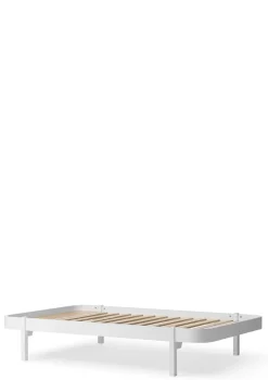 Lounger Bett 'Wood' Weiß 200 x 120 cm