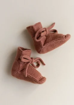 Merino Baby Booties Brick