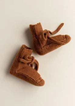 Merino Baby Booties Rust