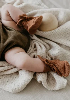 Merino Baby Booties Terracotta