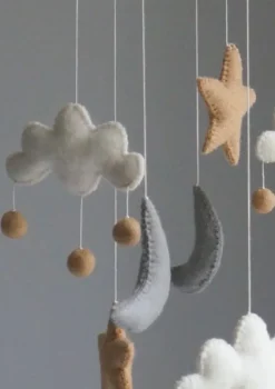 Mobile 'Cloud/Moon/Stars' Beige/Grey