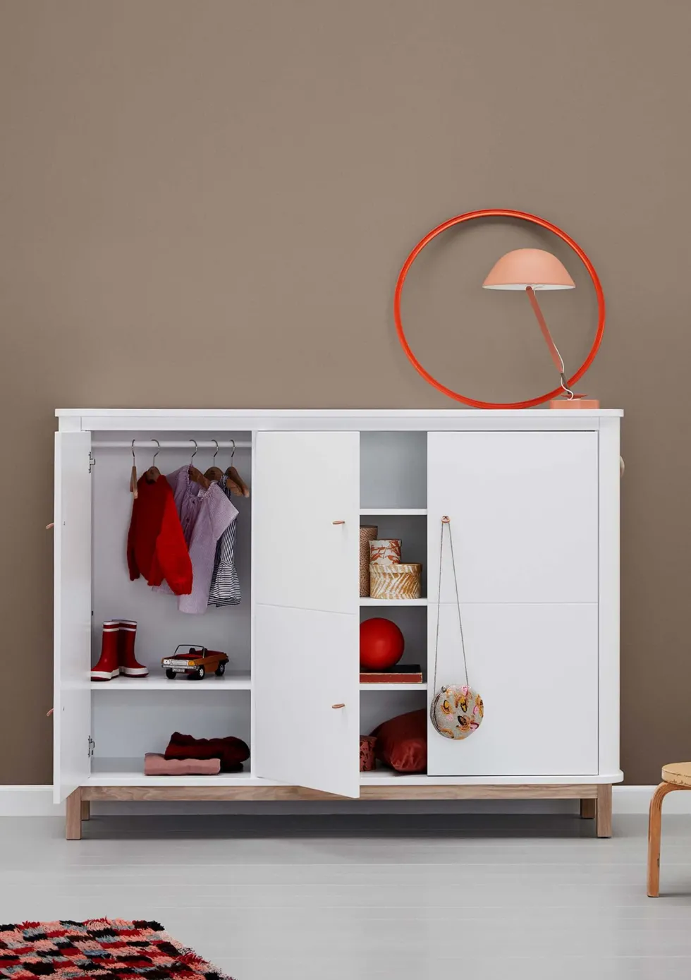 Multi-Schrank 'Wood' 3-türig weiss / Eiche