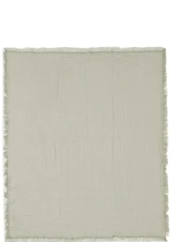 Musselin Decke 'Fringe' Olive Green 120 x 120 cm