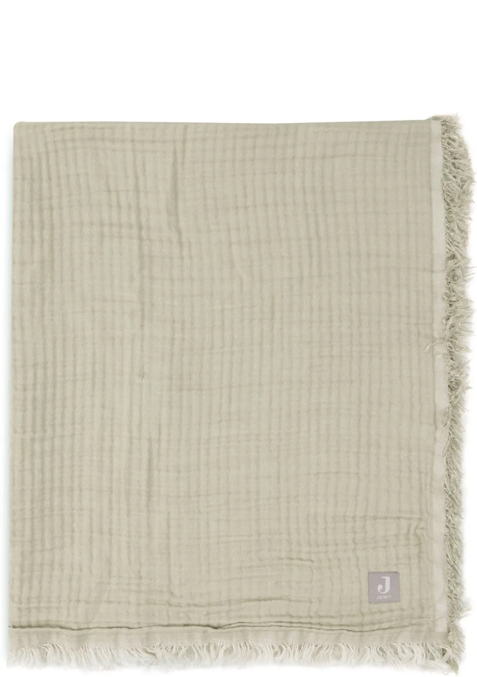 Musselin Decke Wiege 'Fringe' Olive Green 100 x 75 cm