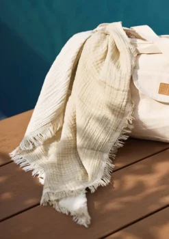 Musselin Decke Wiege 'Fringe' Olive Green 100 x 75 cm