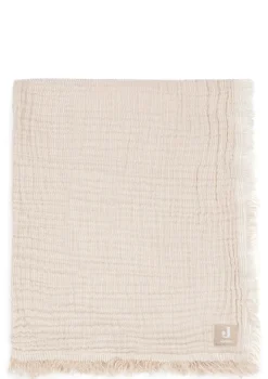 Musselin Decke Wiege 'Fringe Stripe' Biscuit 100 x 75 cm