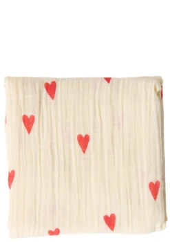 Musselin Mulltuch 'Swaddle Print Medium' Beige Hearts 70 x 70 cm