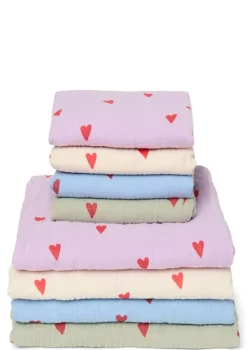 Musselin Mulltuch 'Swaddle Print Medium' Purple Hearts 70 x 70 cm